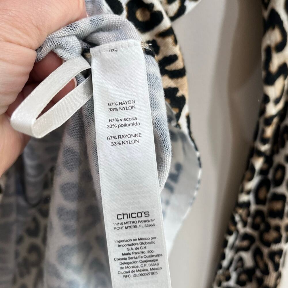 Chico’s Leopard Print Long Sleeve Lightweight Sweater Soft Stretch Casual Size L - Picture 5 of 7